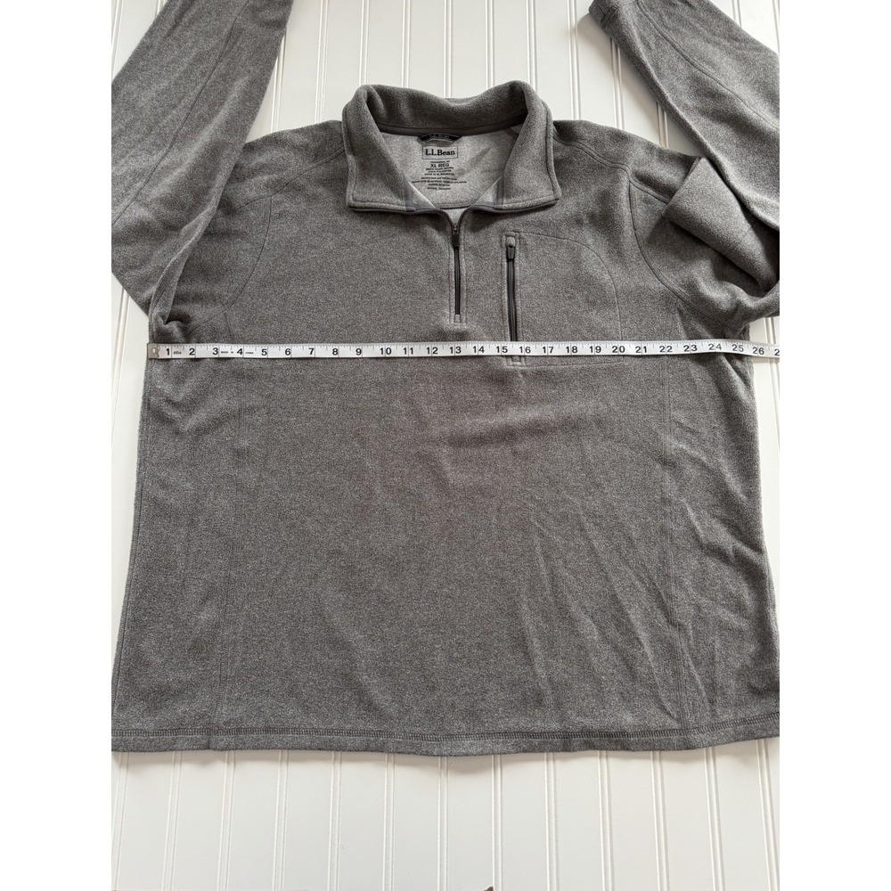 L.L. Bean Mens XL Regular Gray Fleece 1/4 Zip Pullover Chest Pocket Traditional - Picture 3 of 6